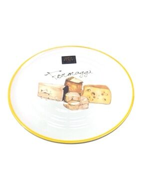 Formaggi Cheese Plates Set of 2 Made in Italy Yellow Rim Appetizer Plates 9 1/4”